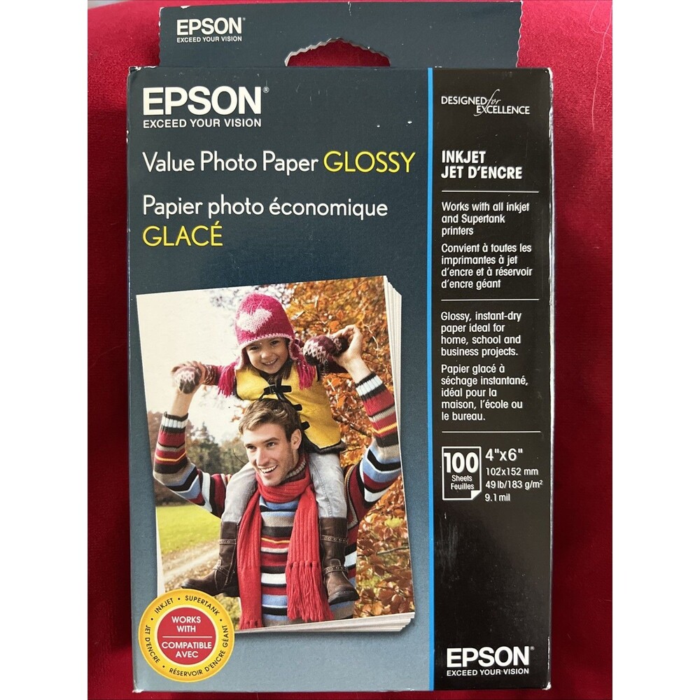 Epson Value Photo Paper Glossy, 4" X 6", 100 Sheets (S400034)